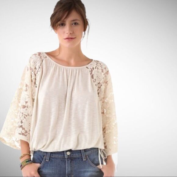 Blue life Angel Lace Sleeve Top NWT - Picture 1 of 8